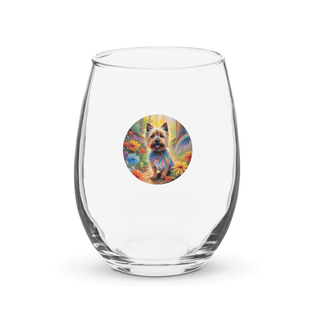 PugMug Custom Cairn Terrier Stemless Wine Glass