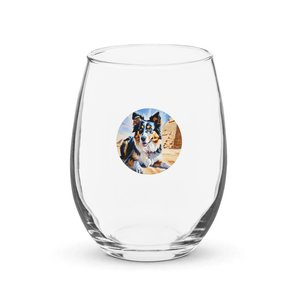 PugMug Custom Australian Shepherd Dog Stemless Wine Glass