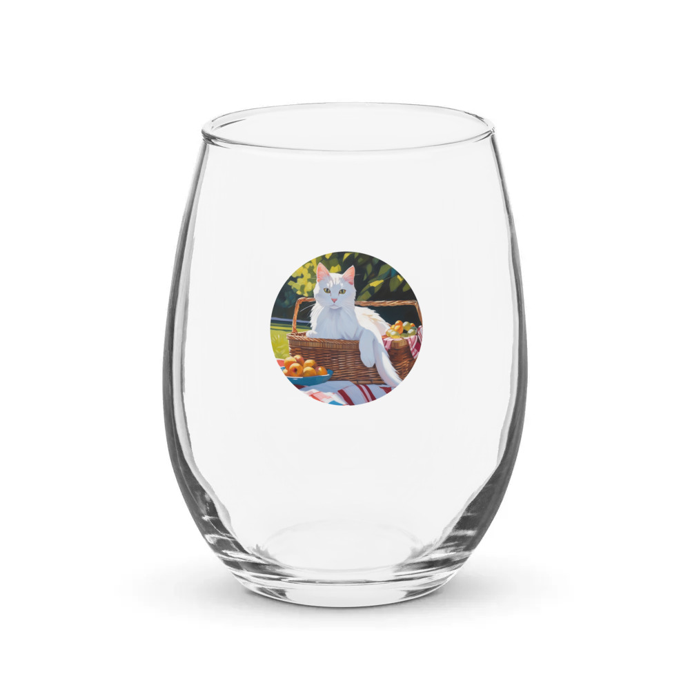 PugMug Custom White Companion Cat Stemless Wine Glass