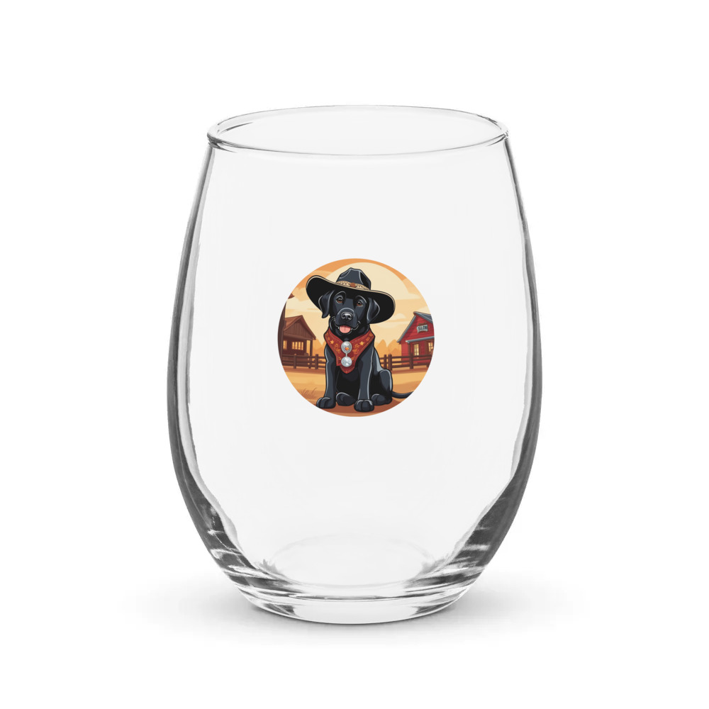 PugMug Custom Black Labrador Retriever Stemless Wine Glass