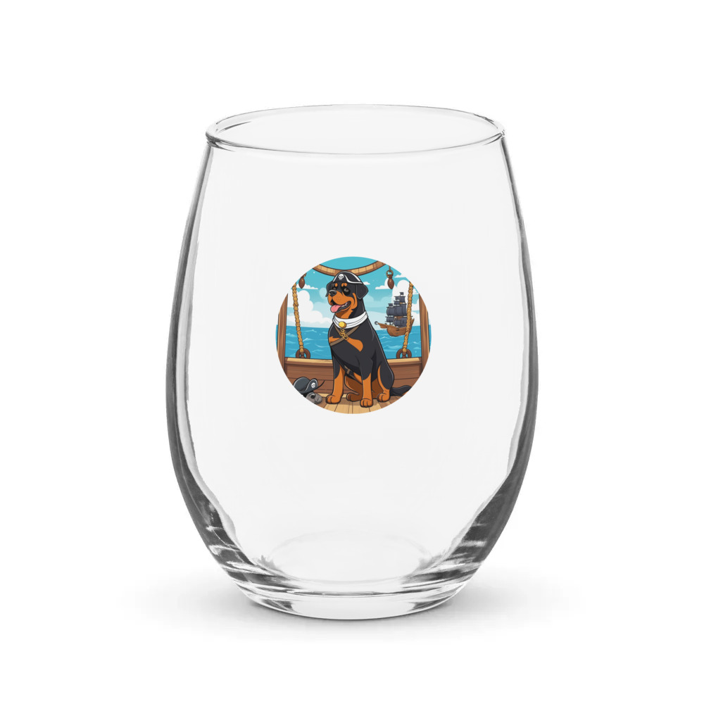 PugMug Custom Rottweiler Stemless Wine Glass
