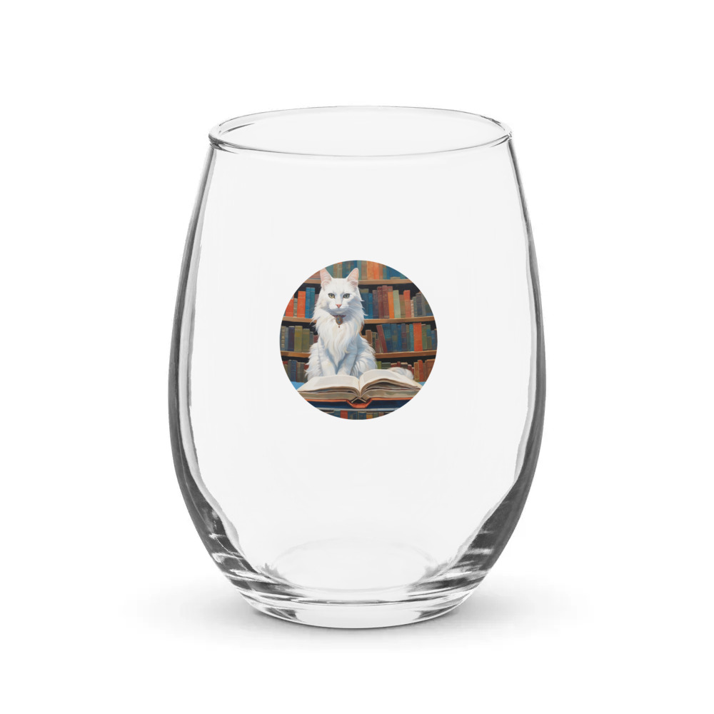 PugMug Custom White Companion Cat Stemless Wine Glass