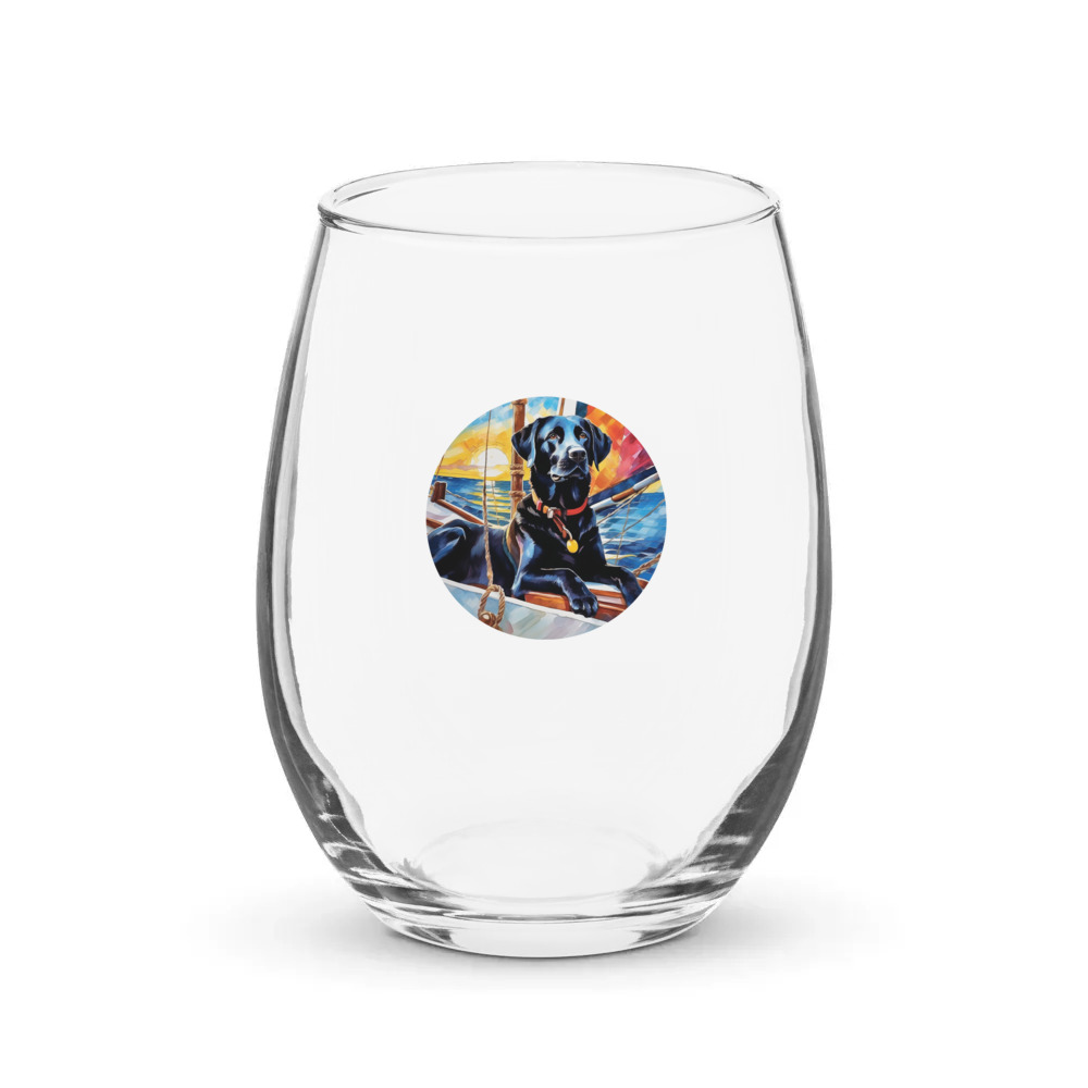 PugMug Custom Black Labrador Retriever Stemless Wine Glass
