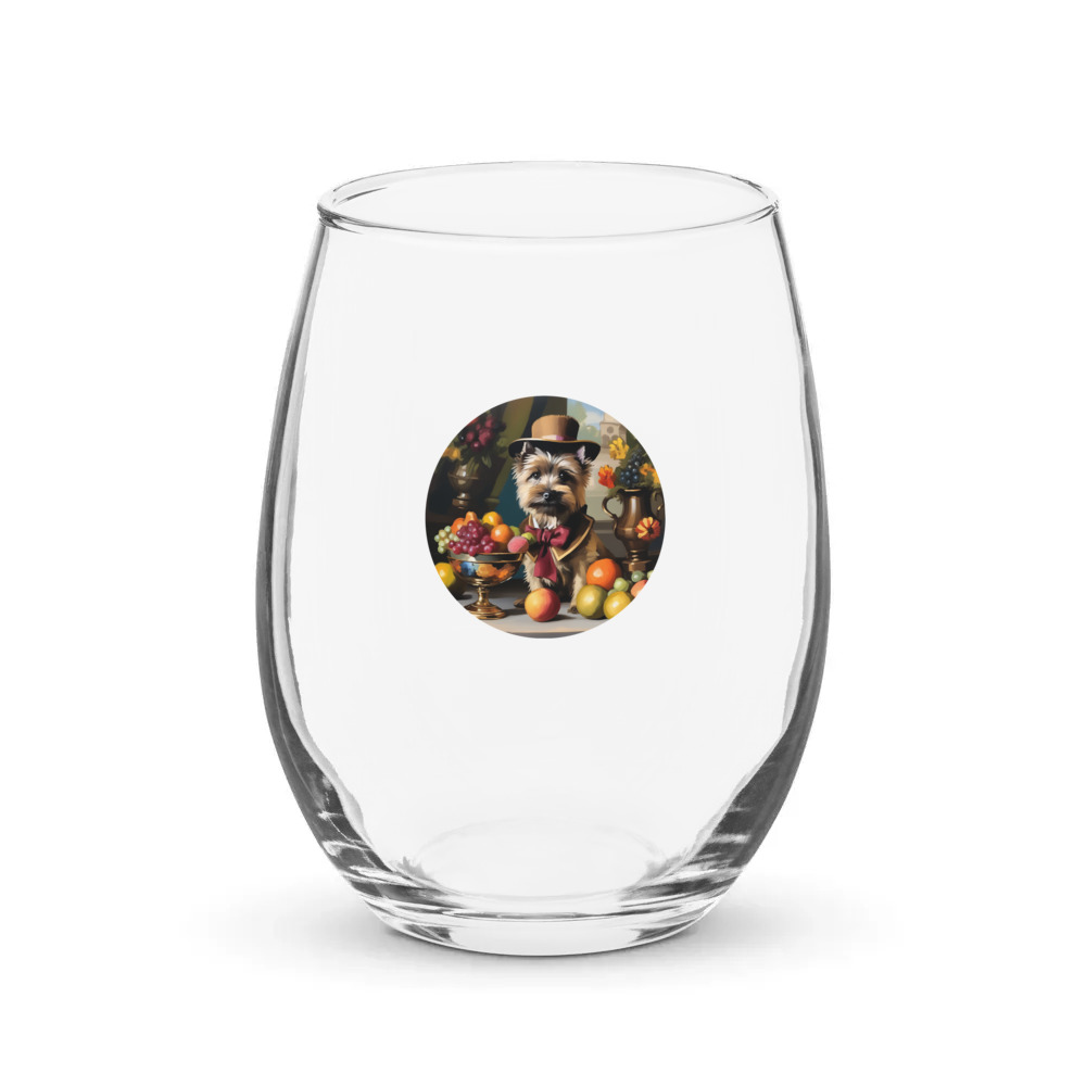 PugMug Custom Cairn Terrier Stemless Wine Glass