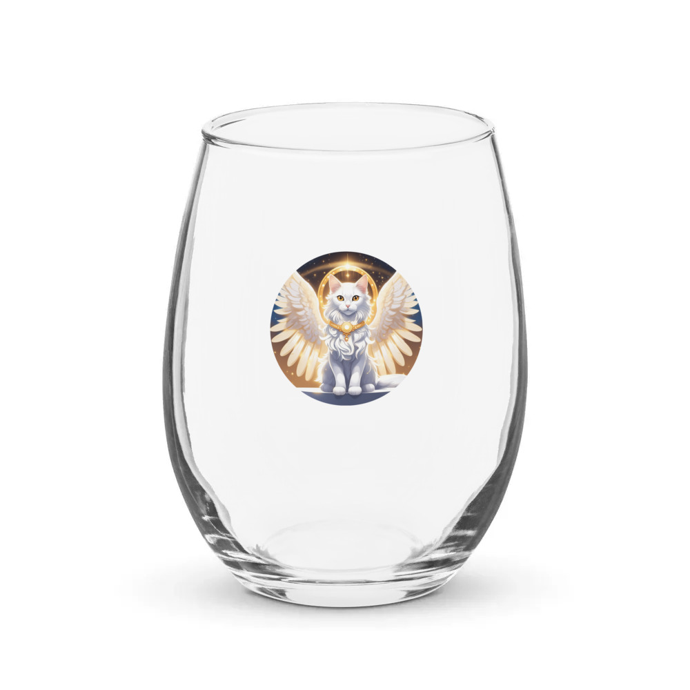 PugMug Custom White Companion Cat Stemless Wine Glass