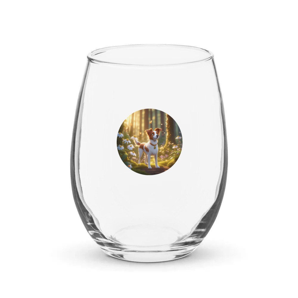 PugMug Custom Brittany Dog Stemless Wine Glass