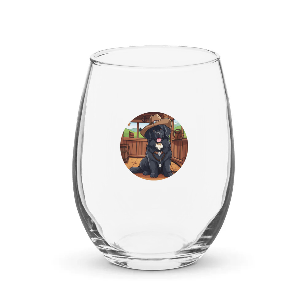 PugMug Custom Newfoundland Stemless Wine Glass