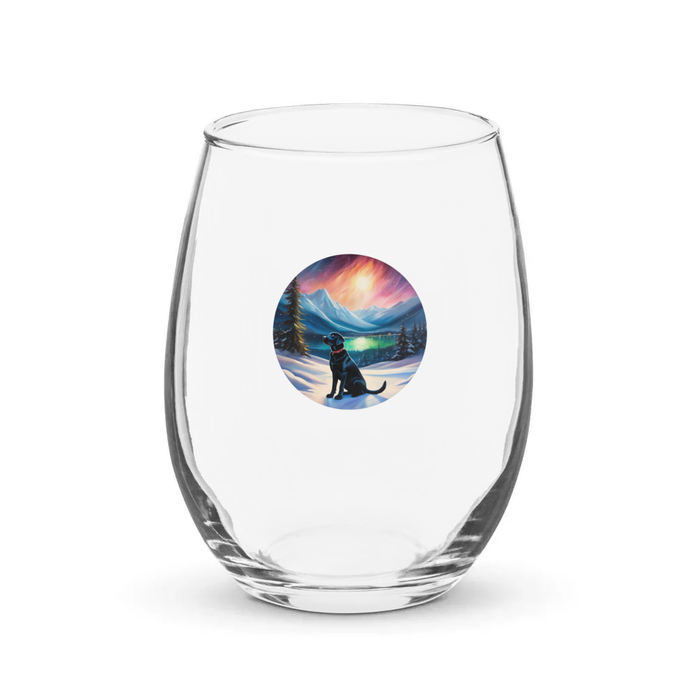 PugMug Custom Black Labrador Retriever Stemless Wine Glass