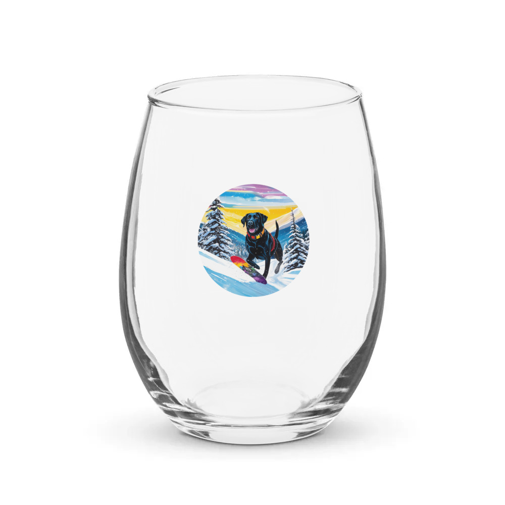 PugMug Custom Black Labrador Retriever Stemless Wine Glass