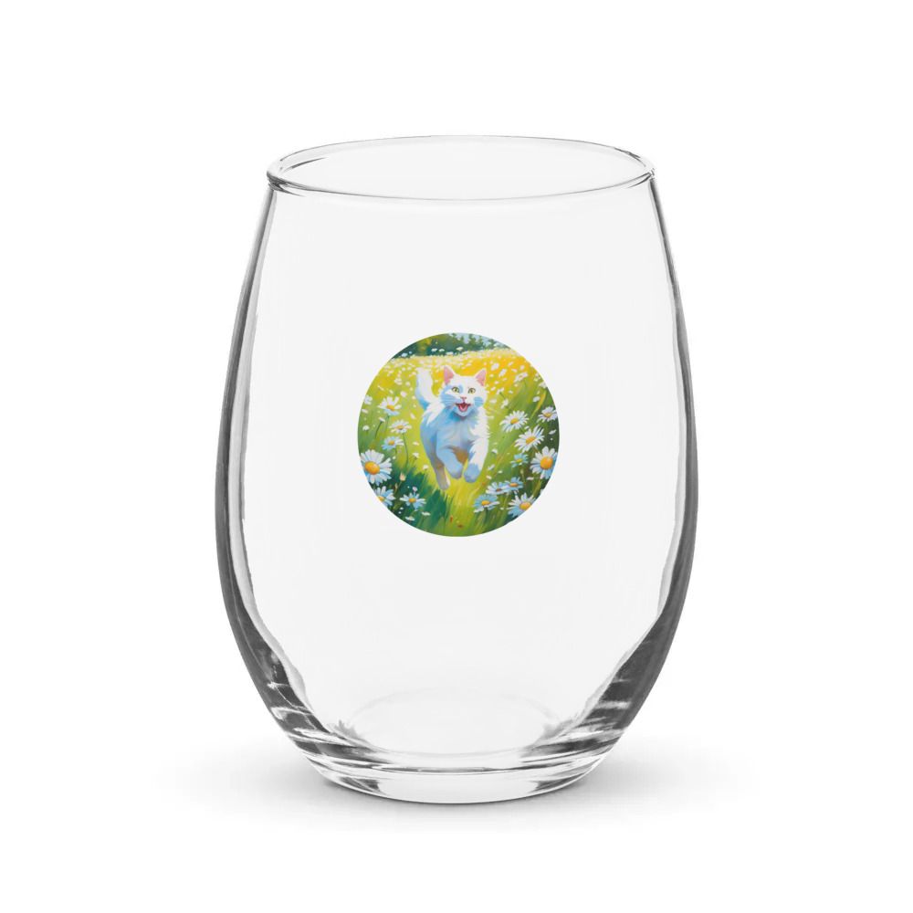 PugMug Custom White Companion Cat Stemless Wine Glass