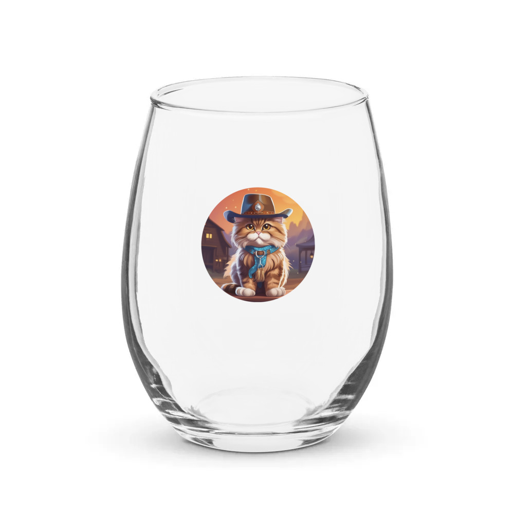 PugMug Custom Tabby Persian Cat Stemless Wine Glass