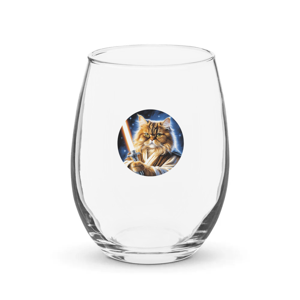 PugMug Custom Tabby Persian Cat Stemless Wine Glass