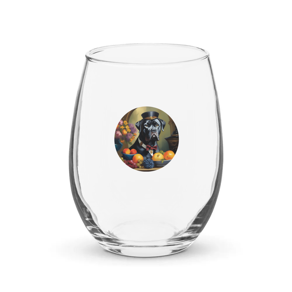 PugMug Custom Cane Corso Stemless Wine Glass