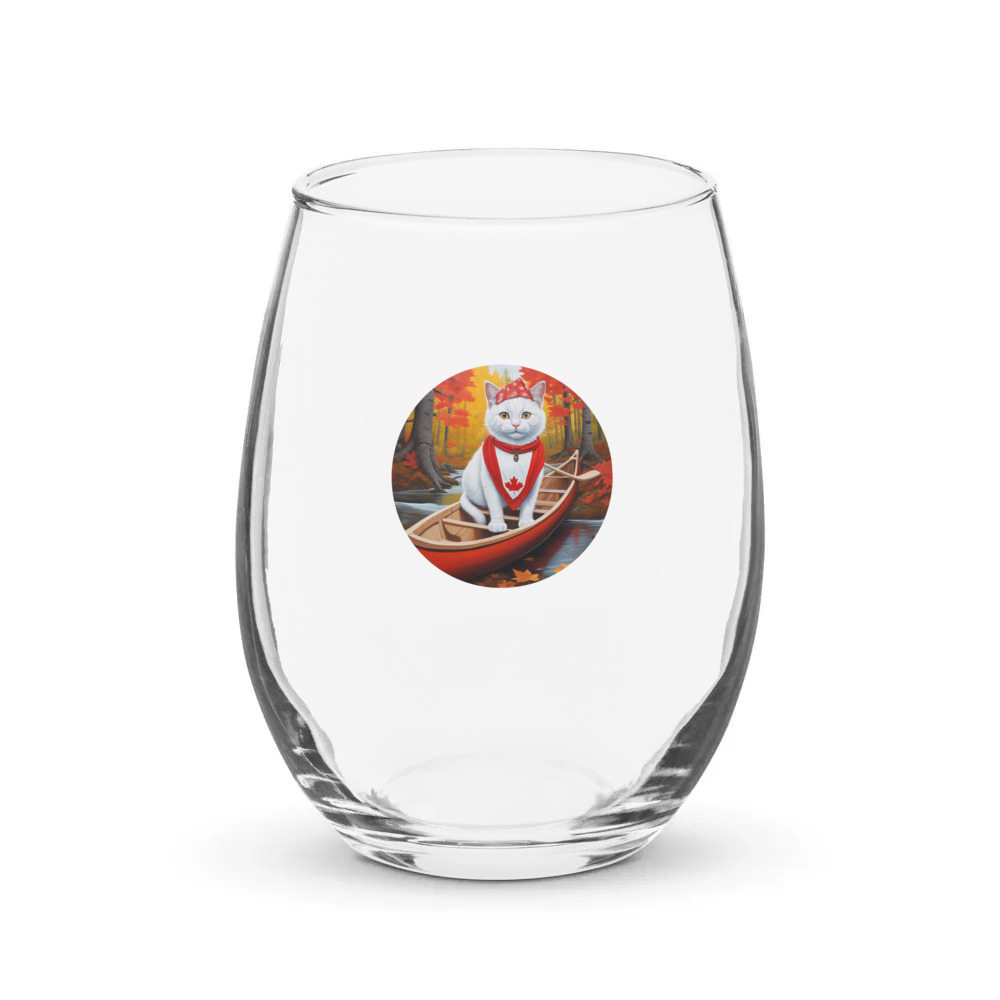 PugMug Custom White Companion Cat Stemless Wine Glass
