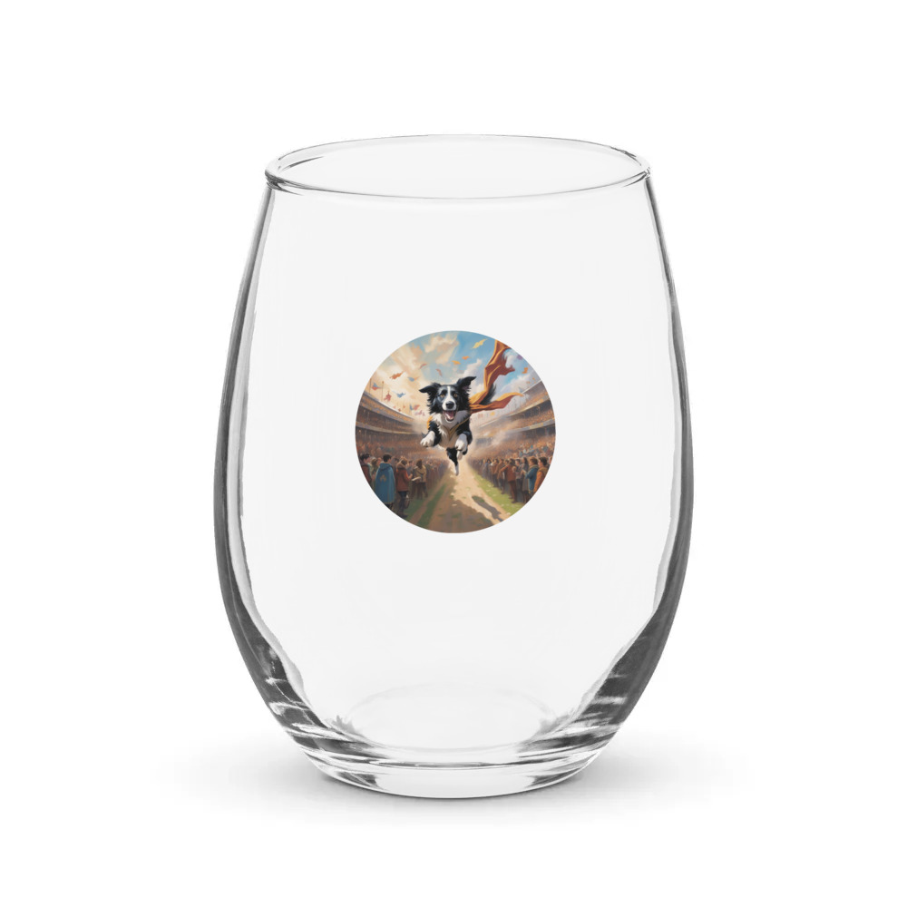 PugMug Custom Border Collie Stemless Wine Glass