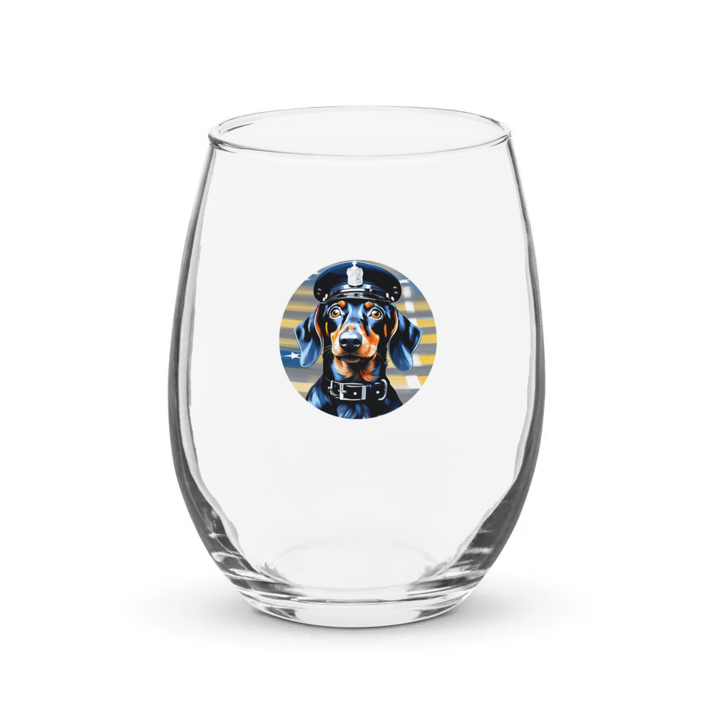 PugMug Custom Black Dachshund Stemless Wine Glass