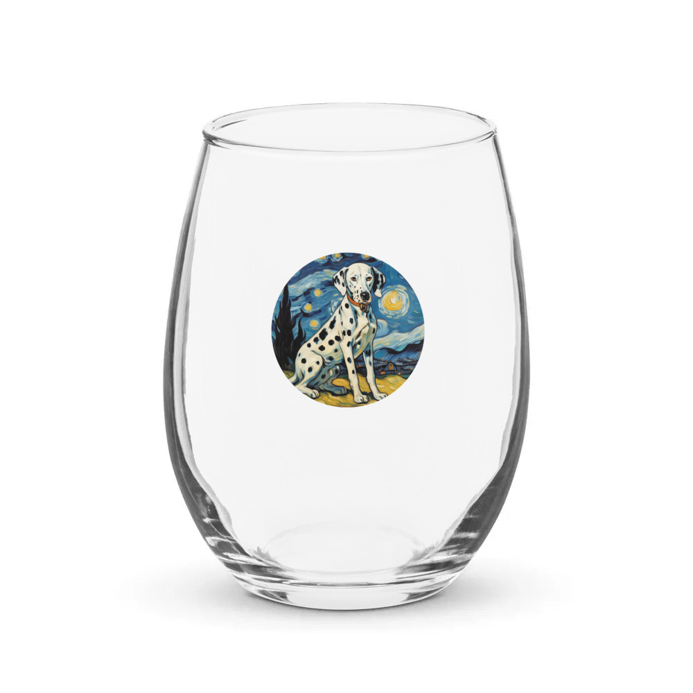 PugMug Custom Dalmatian Stemless Wine Glass