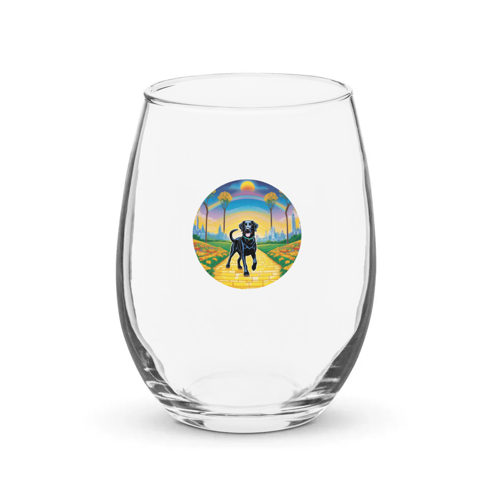 PugMug Custom Black Labrador Retriever Stemless Wine Glass