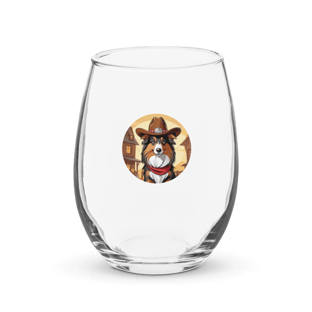 PugMug Custom Shetland Sheepdog Stemless Wine Glass