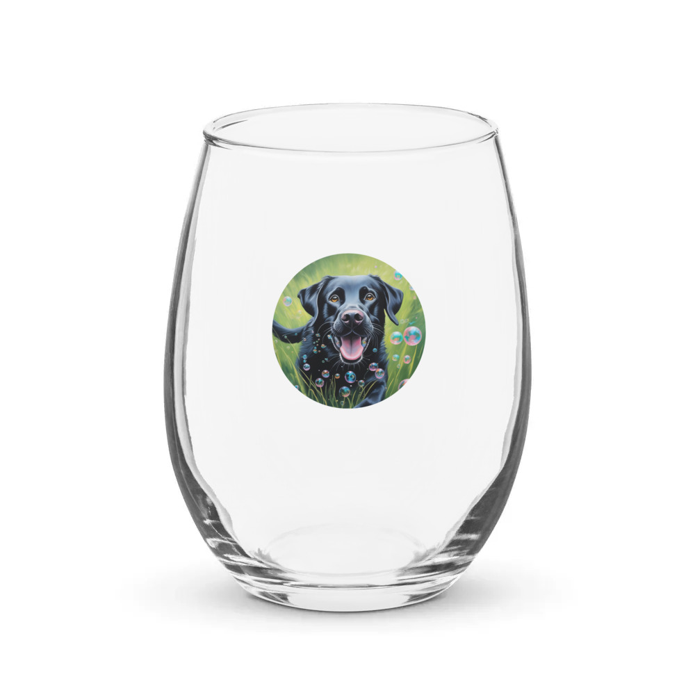 PugMug Custom Black Labrador Retriever Stemless Wine Glass