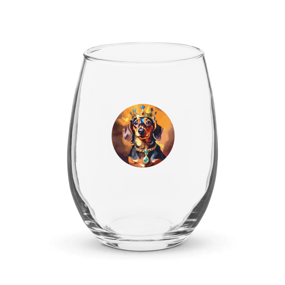 PugMug Custom Tan Dachshund Stemless Wine Glass