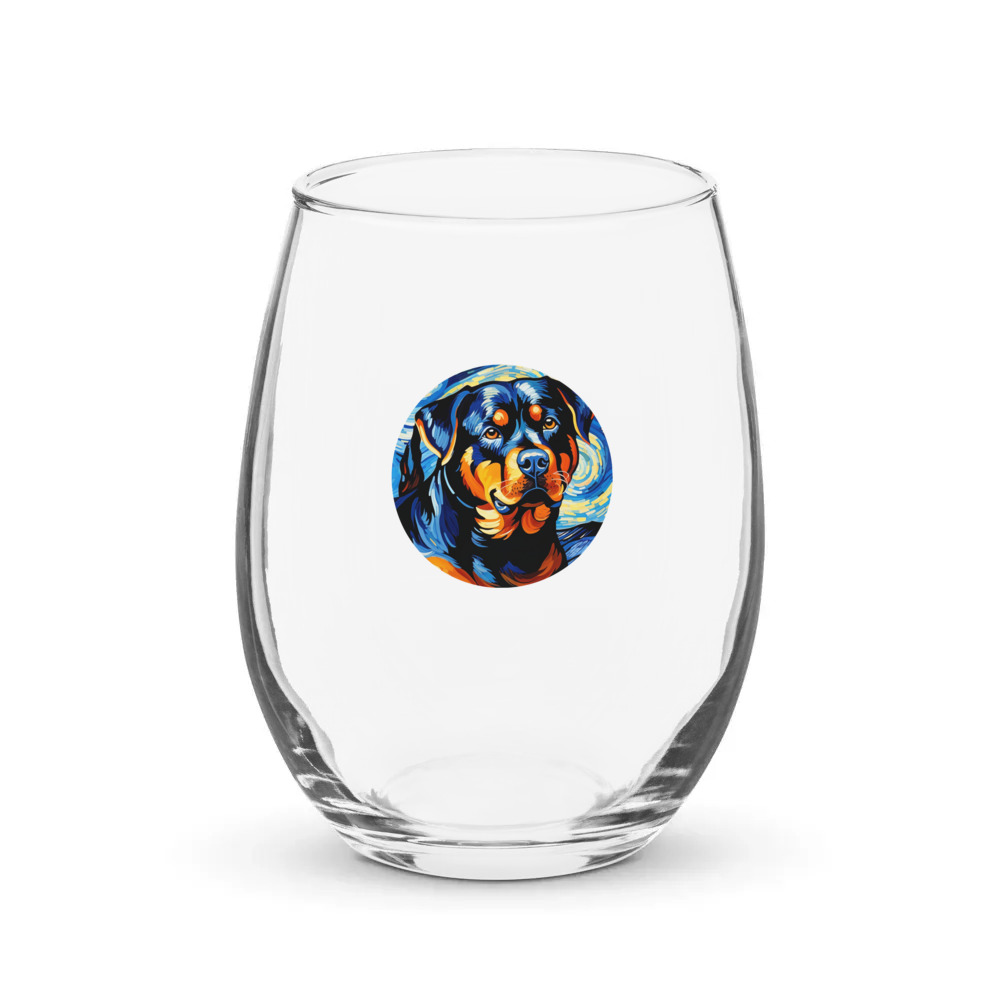 PugMug Custom Rottweiler Stemless Wine Glass