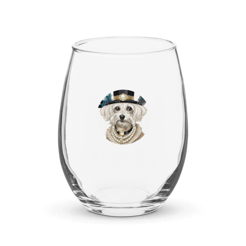 PugMug Custom Leo Stemless Wine Glass