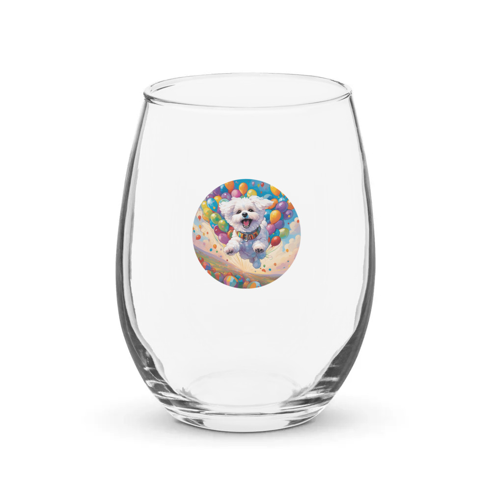 PugMug Custom Bichons Frise Stemless Wine Glass