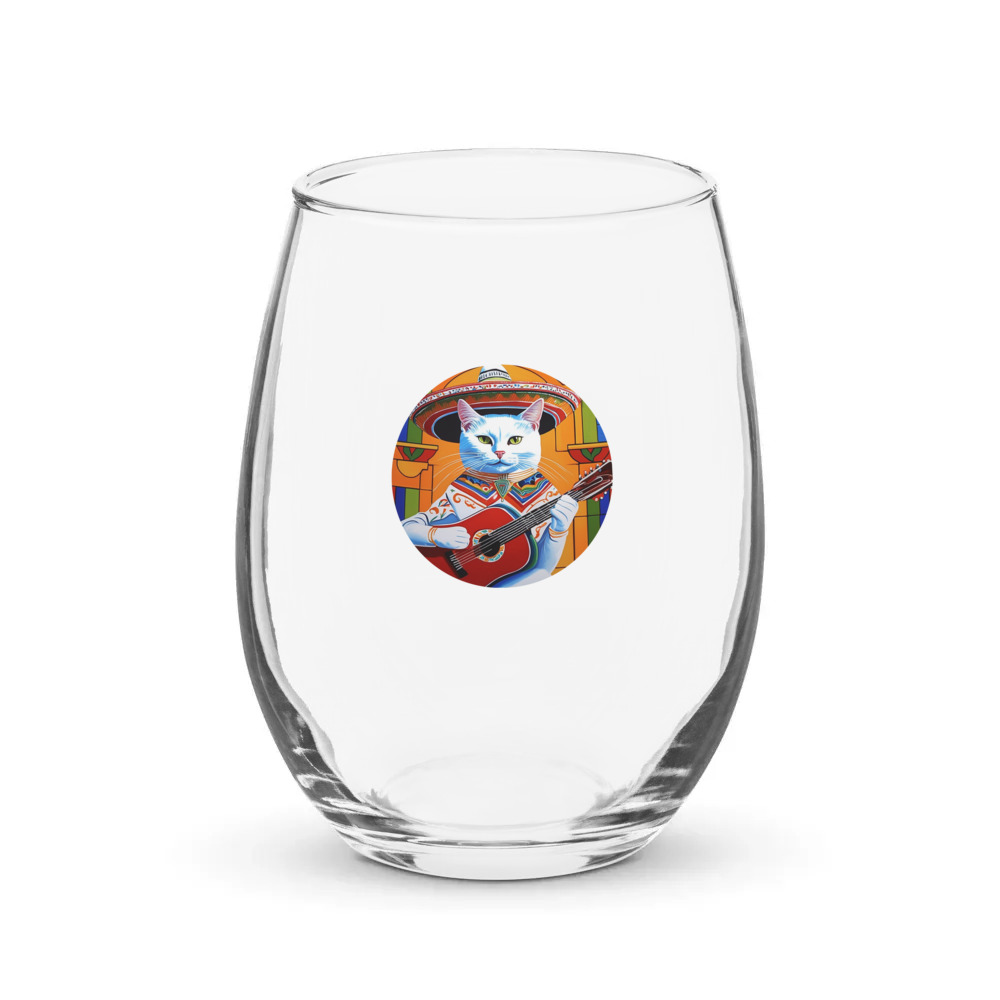 PugMug Custom White Companion Cat Stemless Wine Glass