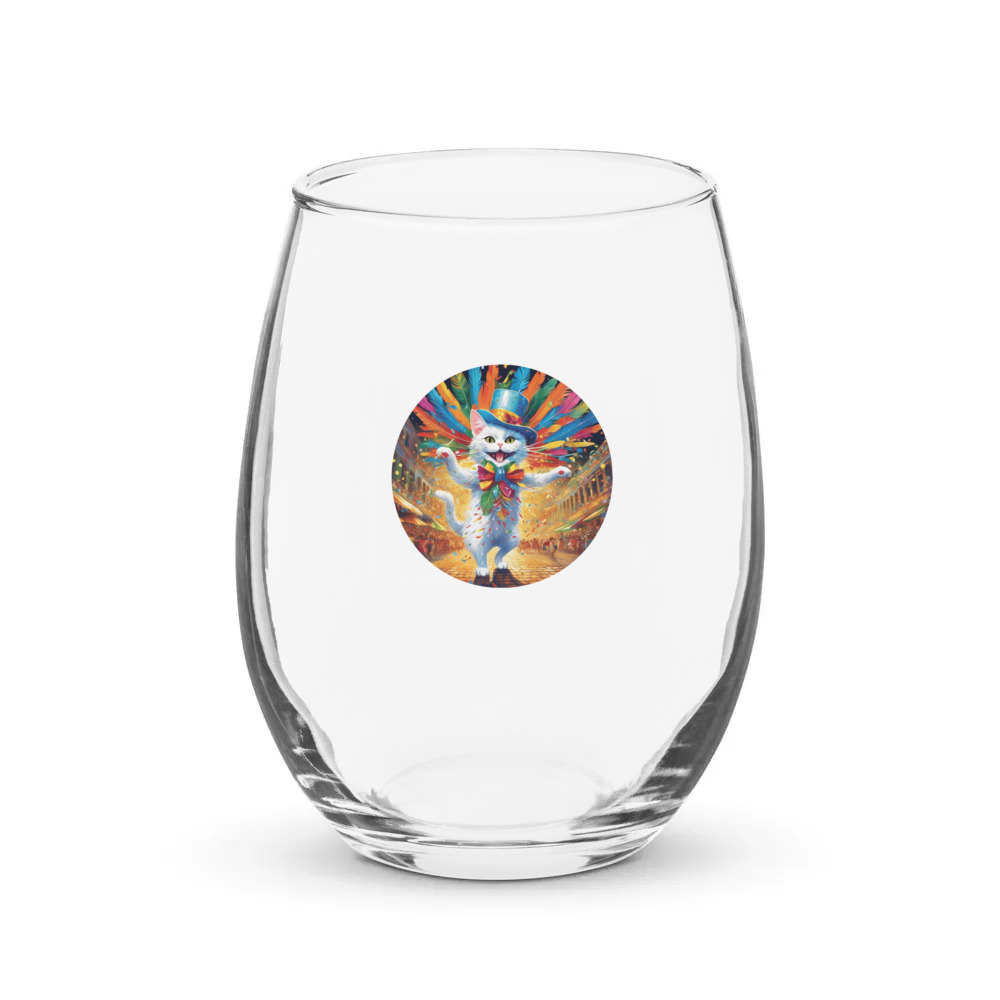 PugMug Custom White Companion Cat Stemless Wine Glass