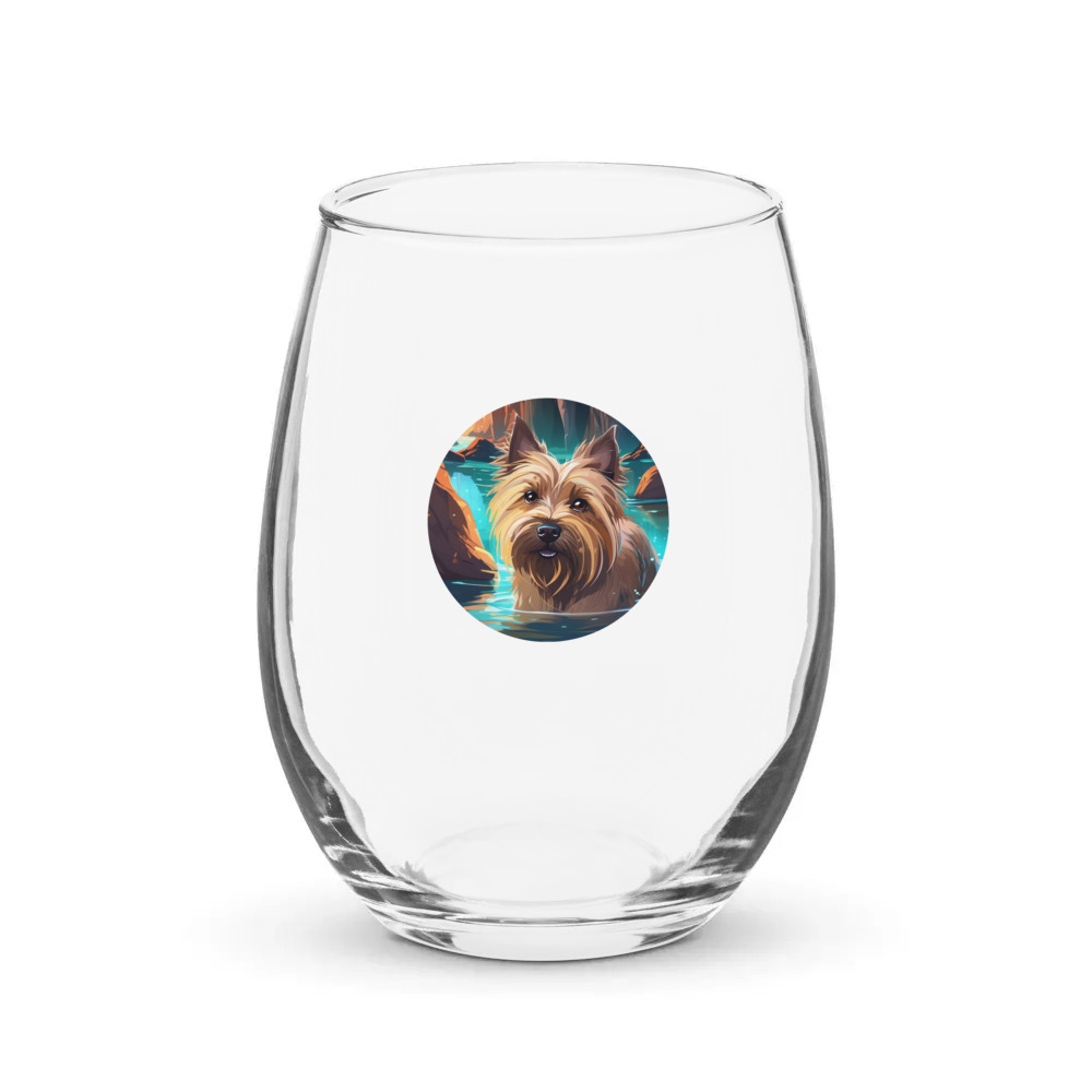 PugMug Custom Cairn Terrier Stemless Wine Glass
