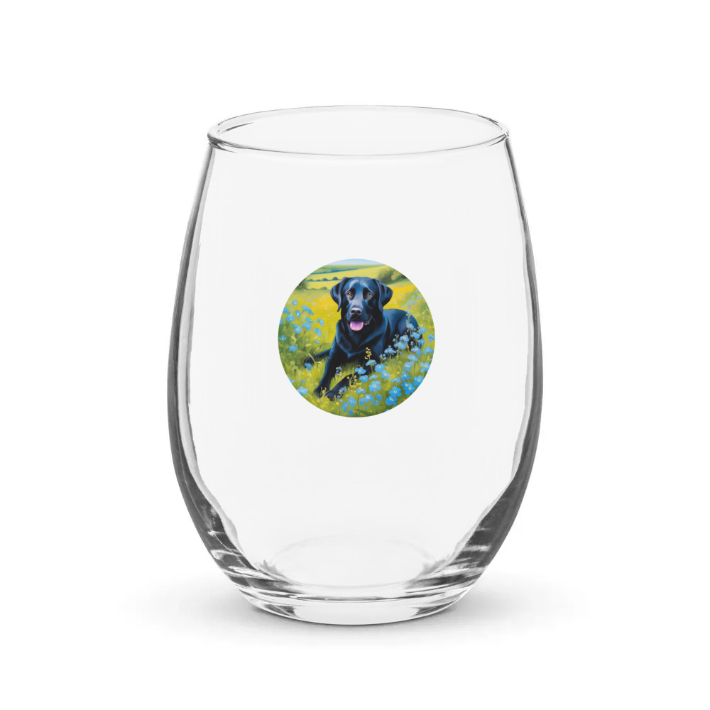 PugMug Custom Black Labrador Retriever Stemless Wine Glass
