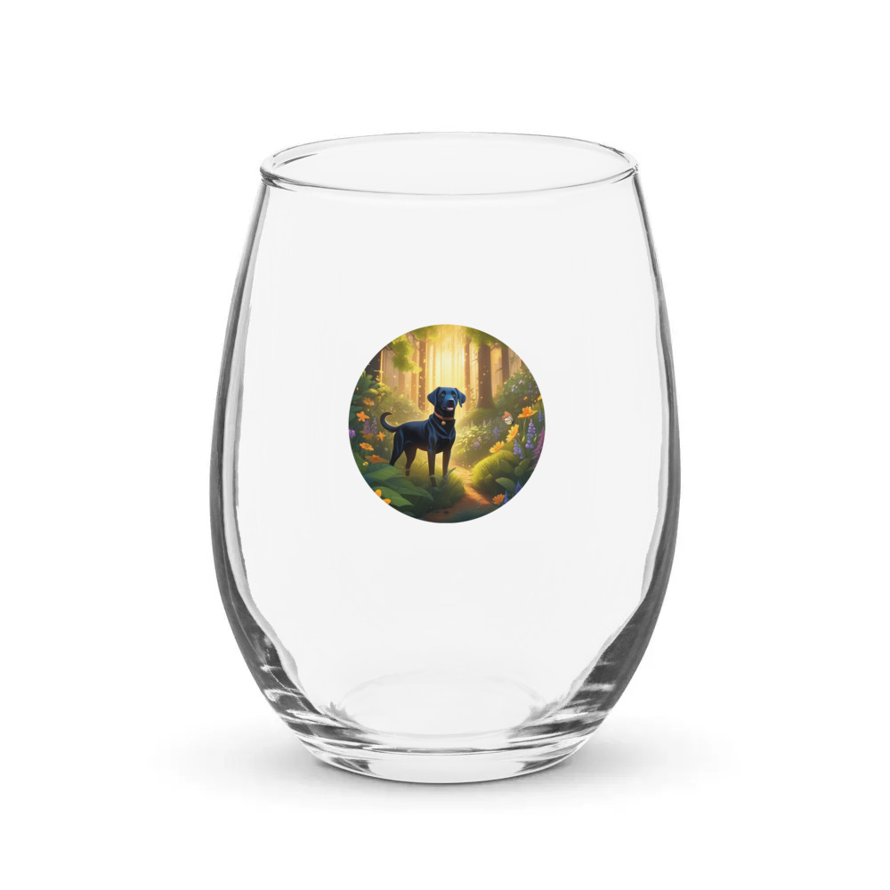 PugMug Custom Black Labrador Retriever Stemless Wine Glass
