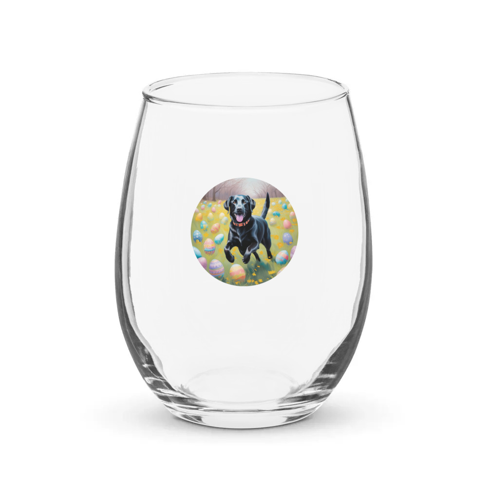 PugMug Custom Black Labrador Retriever Stemless Wine Glass