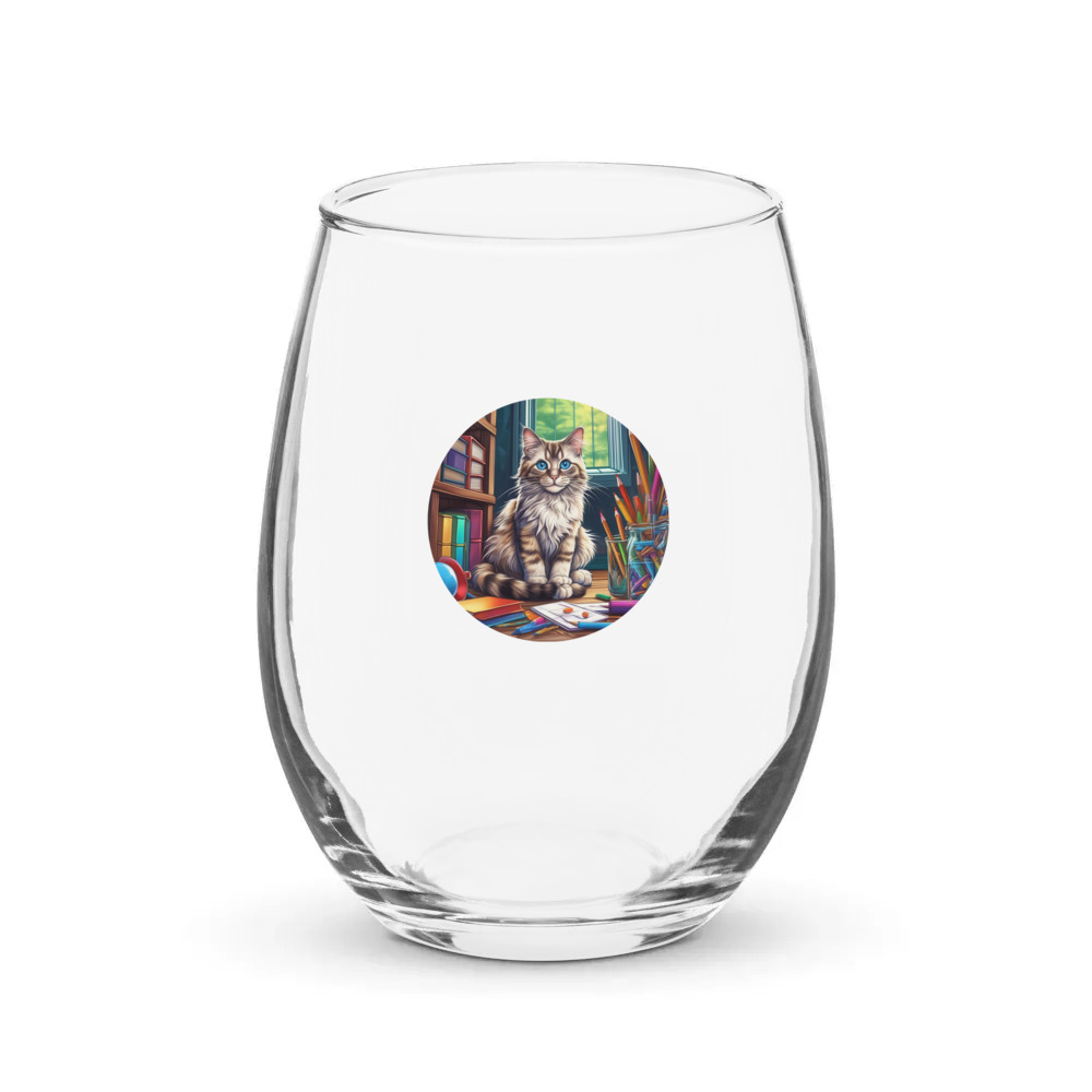 PugMug Custom Tabby Ragdoll Cat Stemless Wine Glass