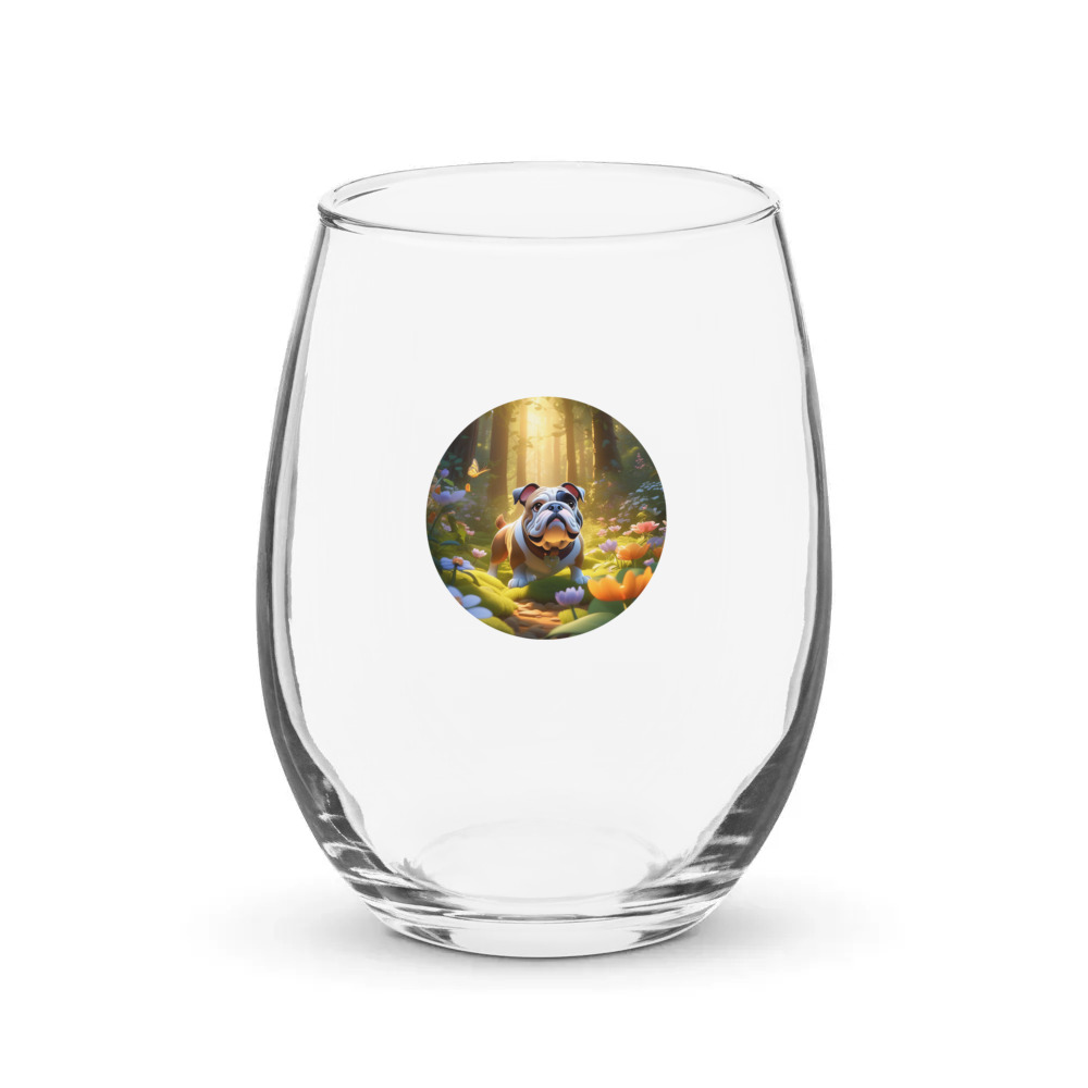 PugMug Custom Bulldog Stemless Wine Glass