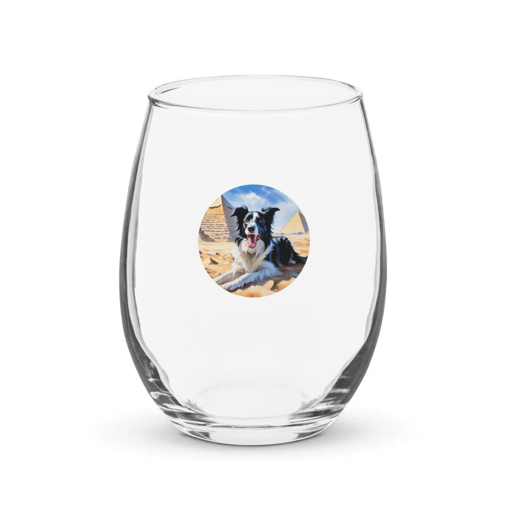 PugMug Custom Border Collie Stemless Wine Glass