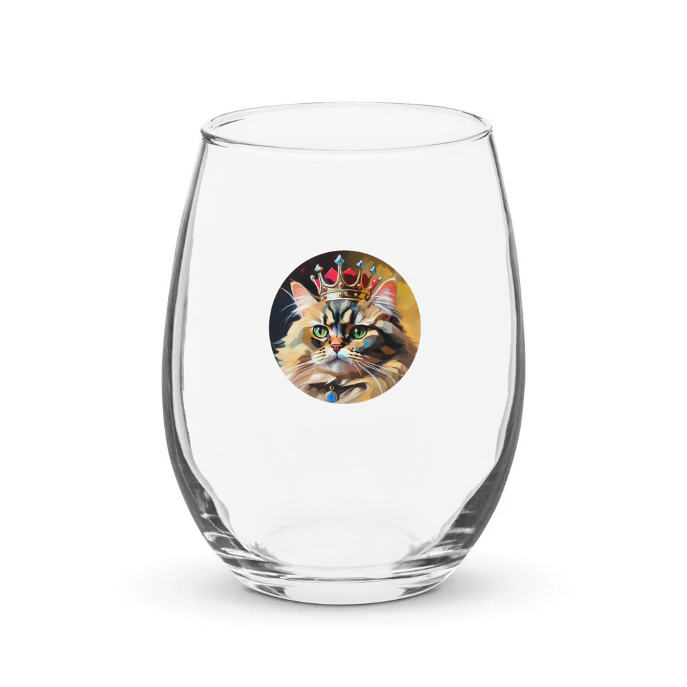 PugMug Custom Tabby Persian Cat Stemless Wine Glass