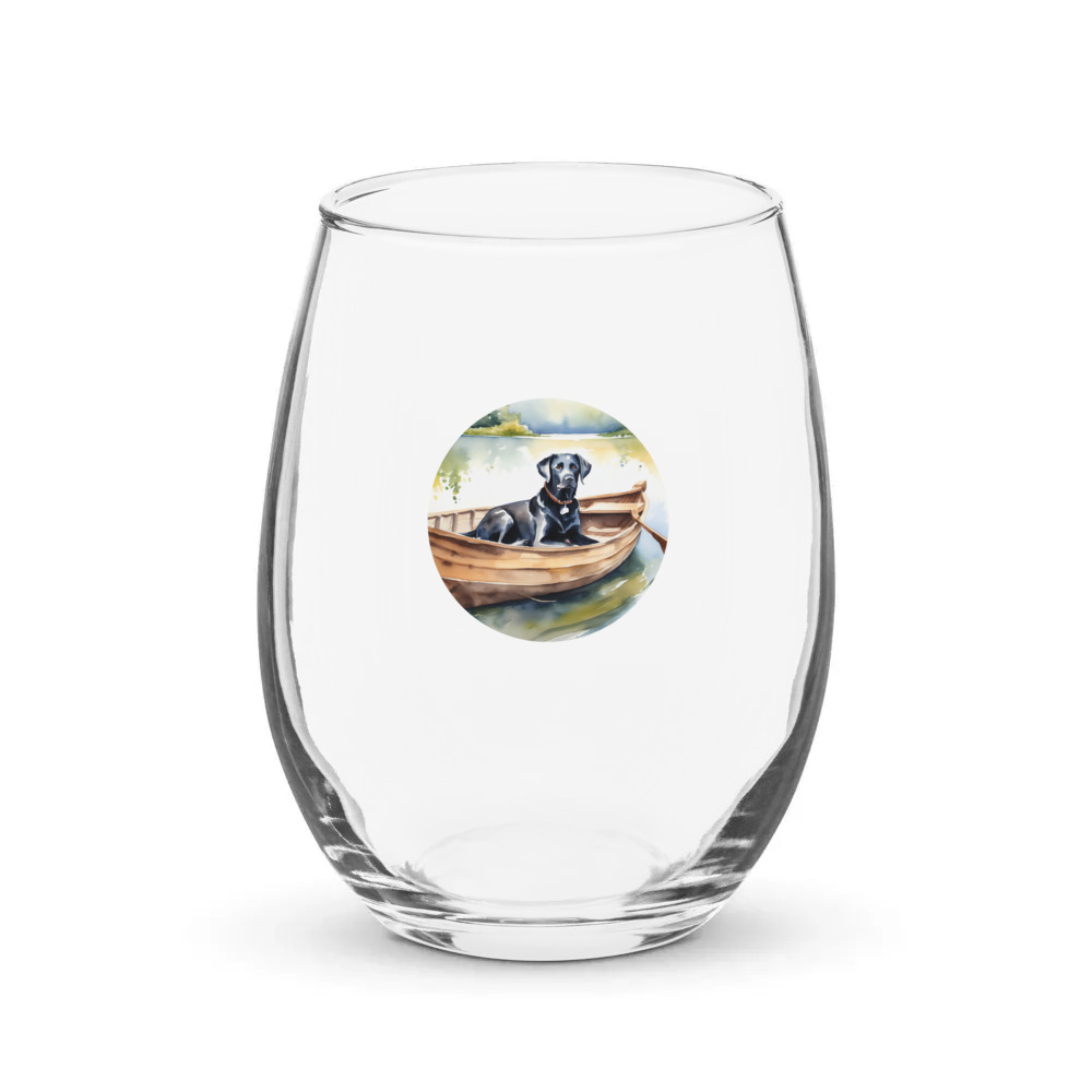 PugMug Custom Black Labrador Retriever Stemless Wine Glass
