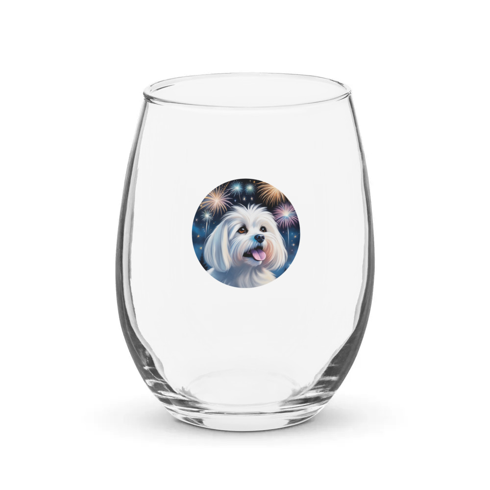 PugMug Custom Maltese Dog Stemless Wine Glass