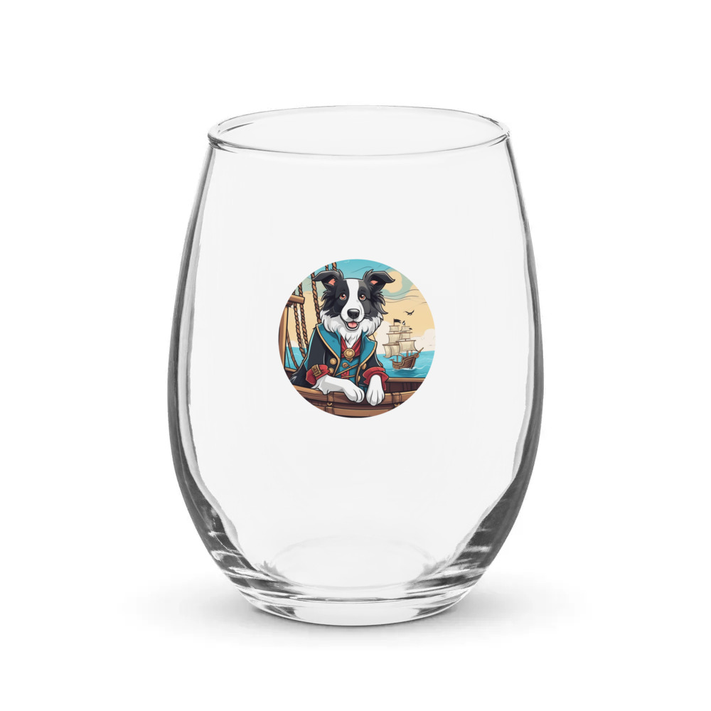 PugMug Custom Border Collie Stemless Wine Glass