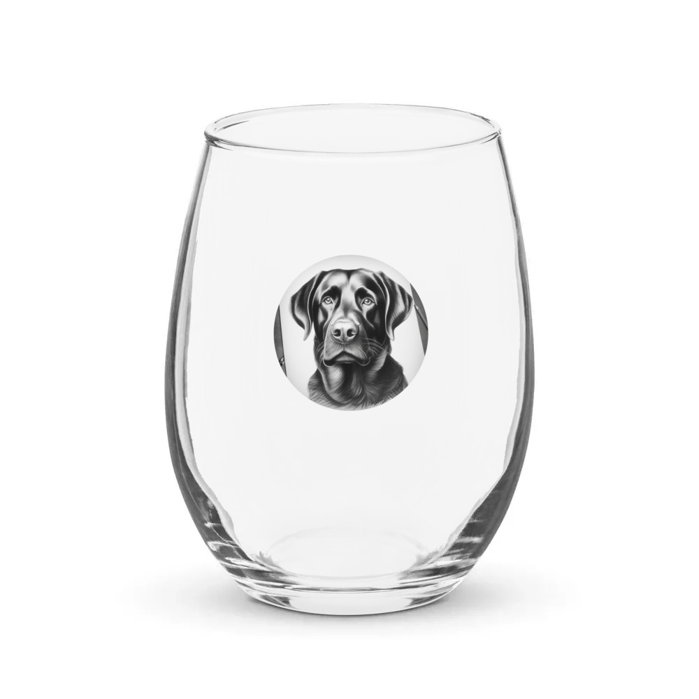 PugMug Custom Black Labrador Retriever Stemless Wine Glass