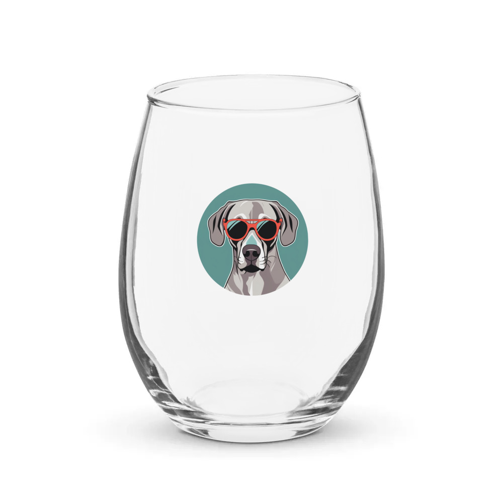 PugMug Custom Weimaraner Stemless Wine Glass