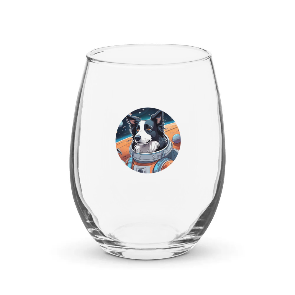 PugMug Custom Border Collie Stemless Wine Glass