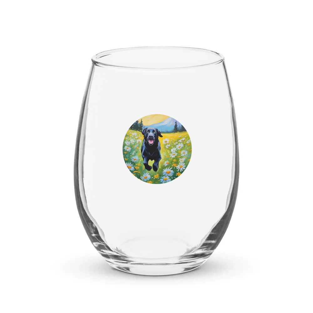 PugMug Custom Black Labrador Retriever Stemless Wine Glass