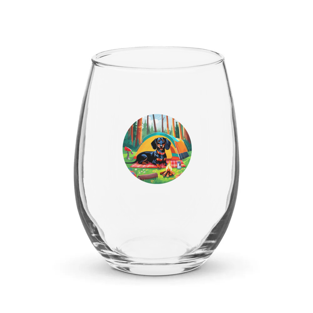 PugMug Custom Black Dachshund Stemless Wine Glass