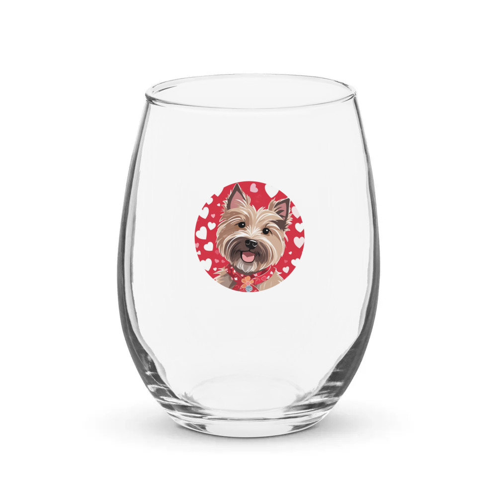 PugMug Custom Cairn Terrier Stemless Wine Glass