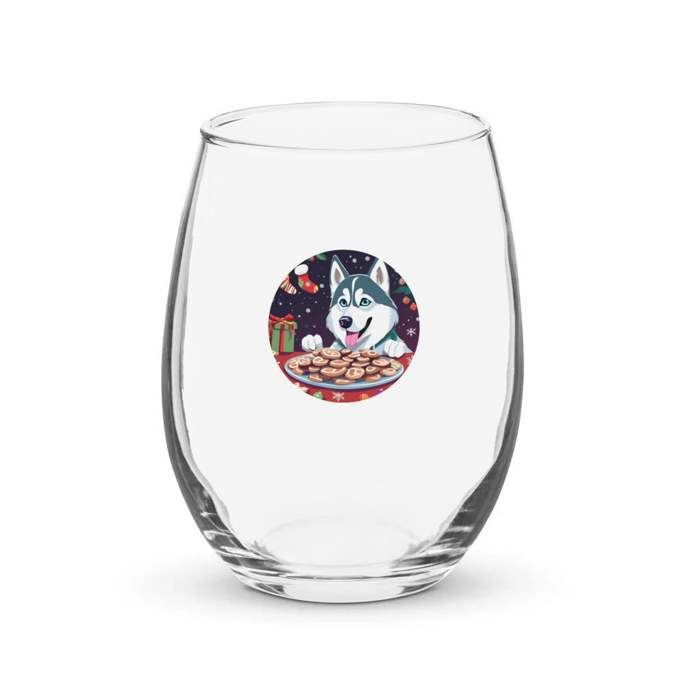 PugMug Custom Siberian Husky Stemless Wine Glass