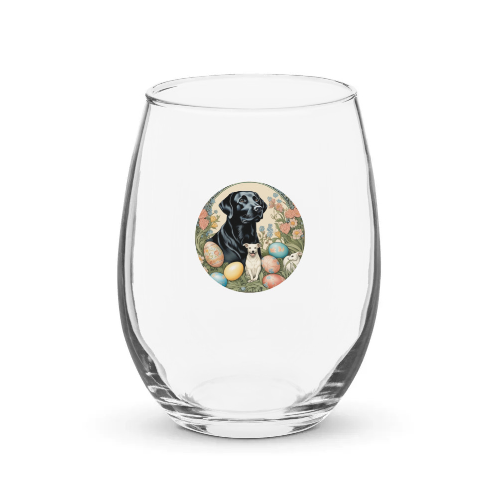PugMug Custom Black Labrador Retriever Stemless Wine Glass