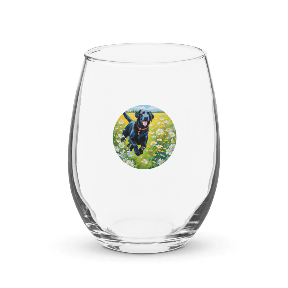 PugMug Custom Black Labrador Retriever Stemless Wine Glass